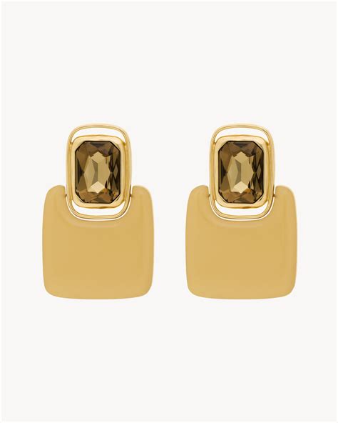 ysl ohrringe silbe|YSL cabochon square earrings.